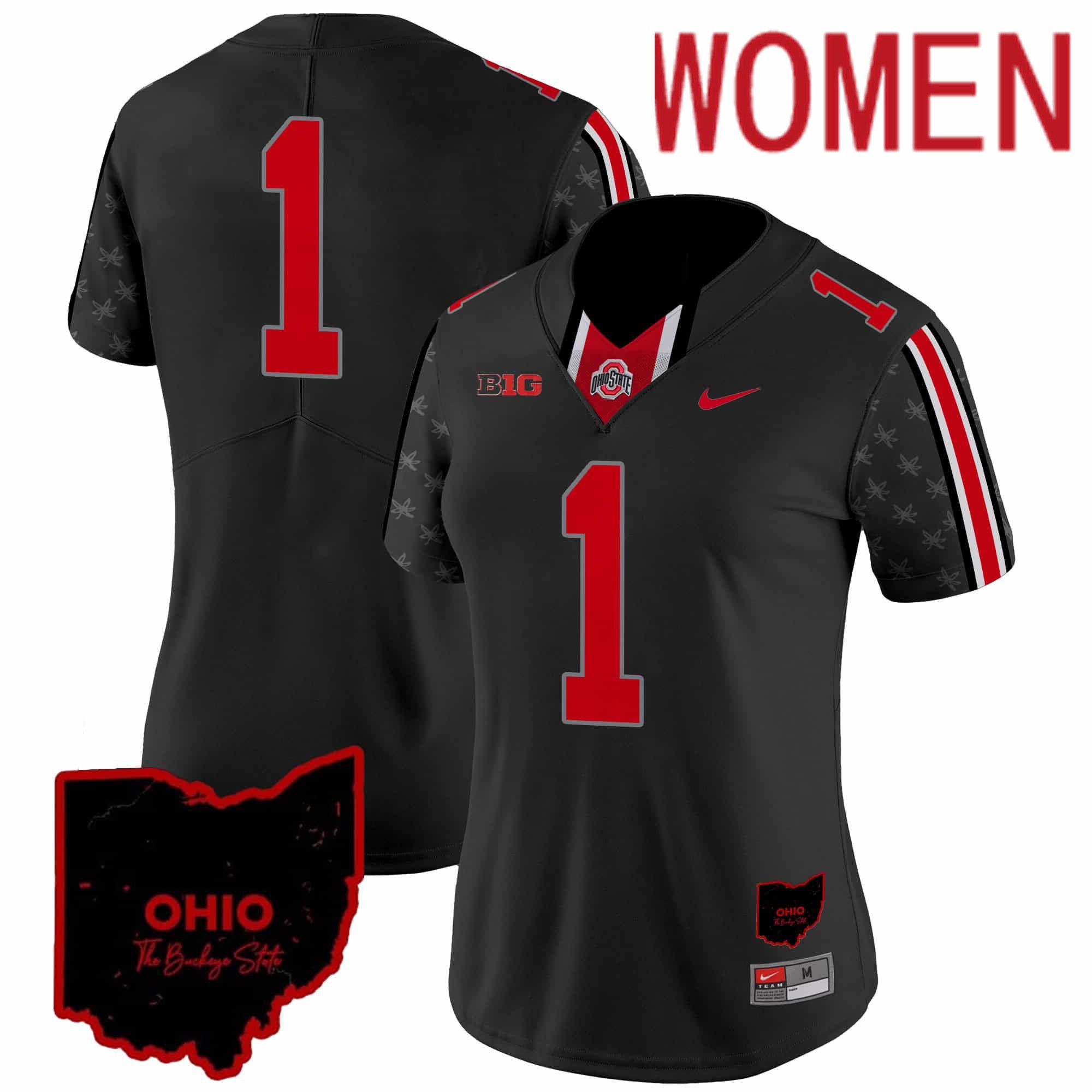 Women Ohio State Buckeyes #1 No Name Black 2024 Nike Home Patch Vapor Limited NCAA Jersey